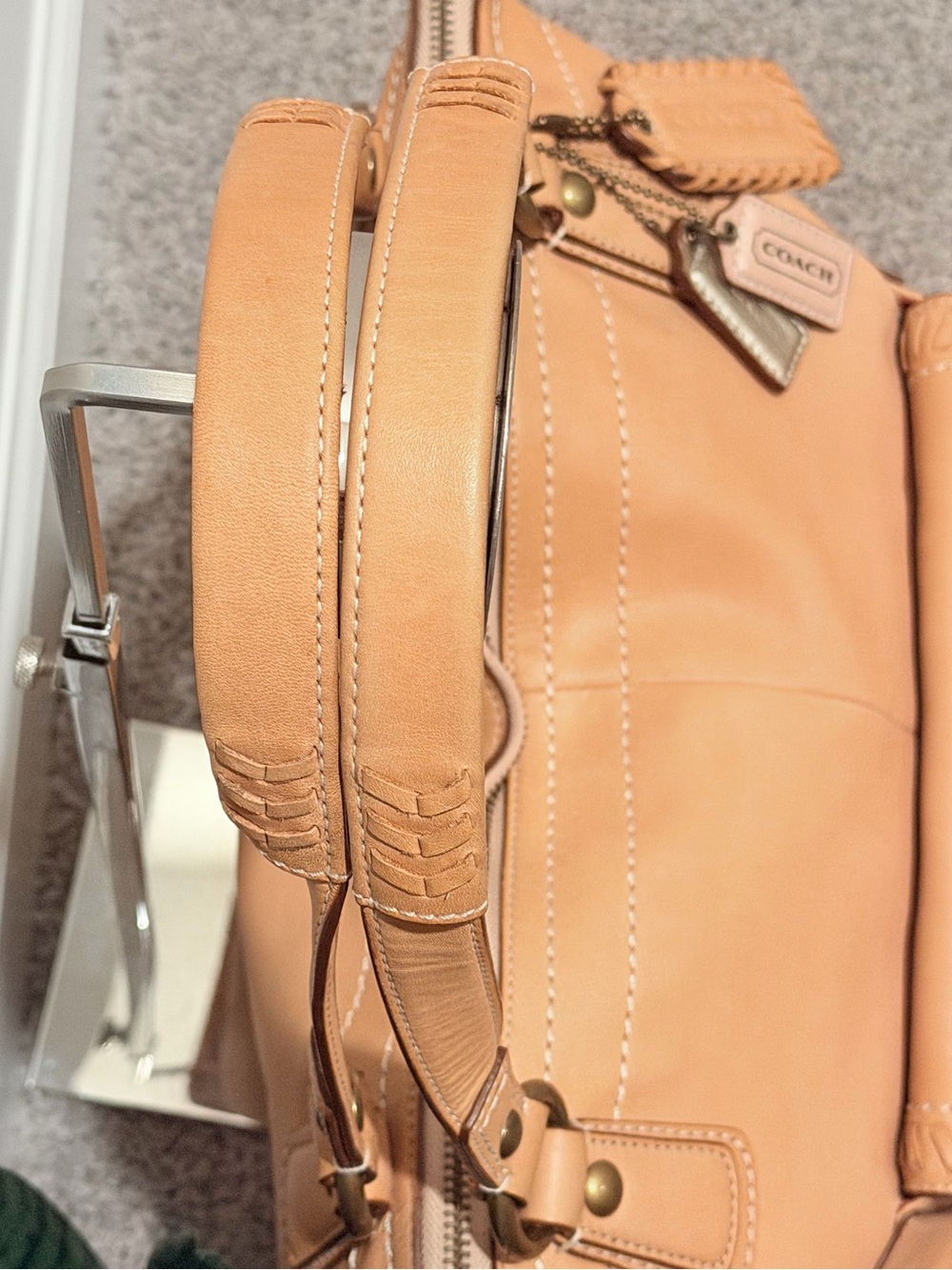 Coach Poppy Whipstitch Leather Hobo Tote Bag - Picture 5 of 17